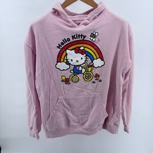 Hello Kitty Sanrio Pink Hoodie Rainbow Bee‎ Cartoon Character Sweatshirt Large